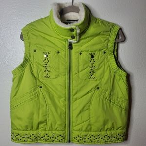 Powder River Outfitters by Panhandle Slim Studded Faux Fur Puffer Vest Women's M